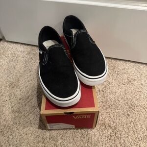 Vans Women's Black and White Slip-On Sneakers